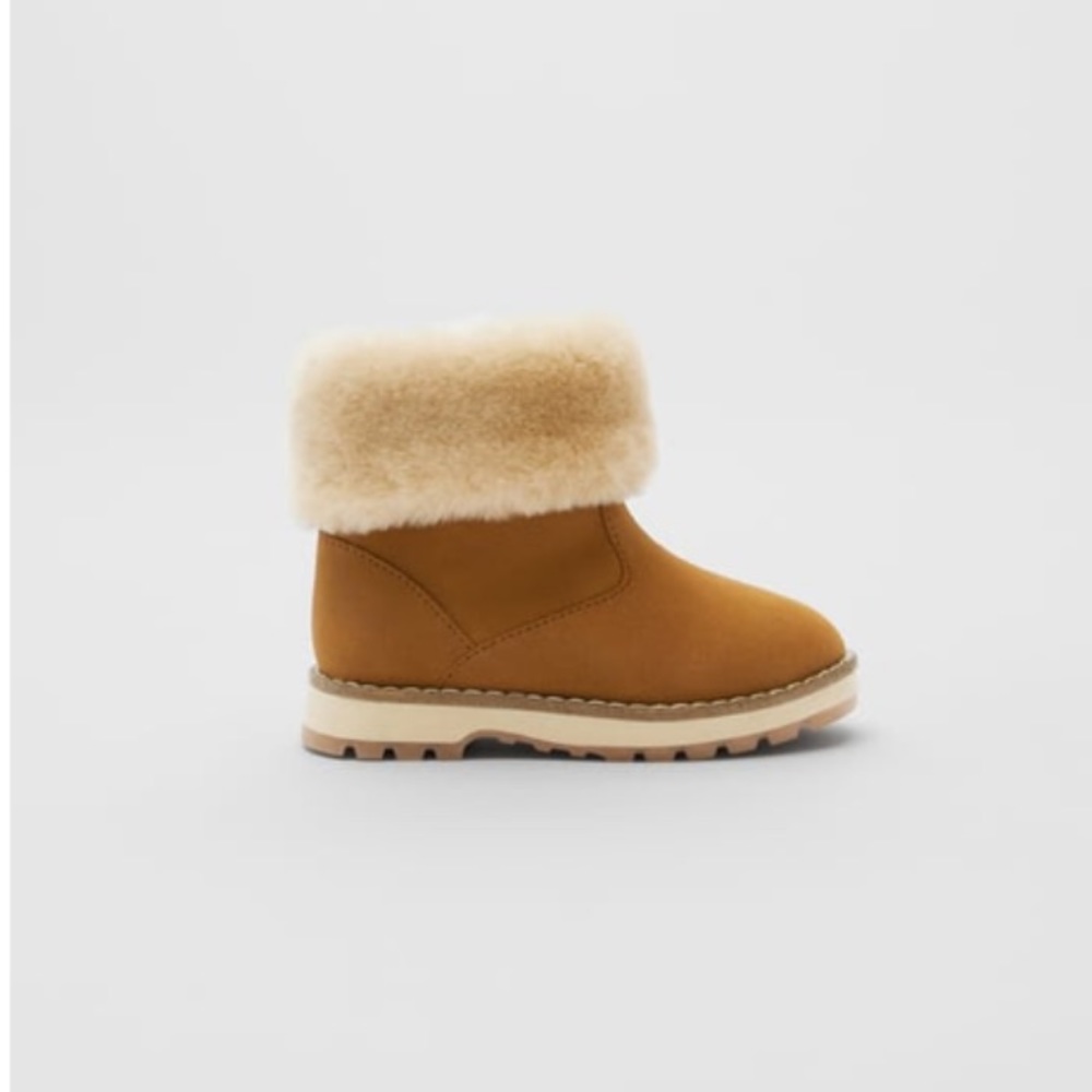 Toddler Zara Brown Shearling Faux Fur Ankle Boots Shoes Unisex US Size 5.5